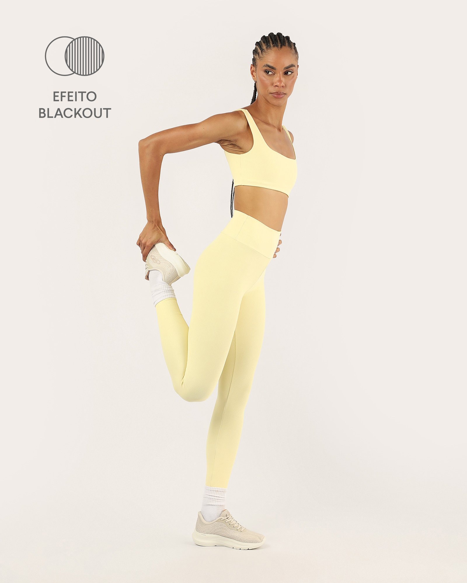 Calça legging de treino CoverSync canelada - Amarelo Claro | Body Work
