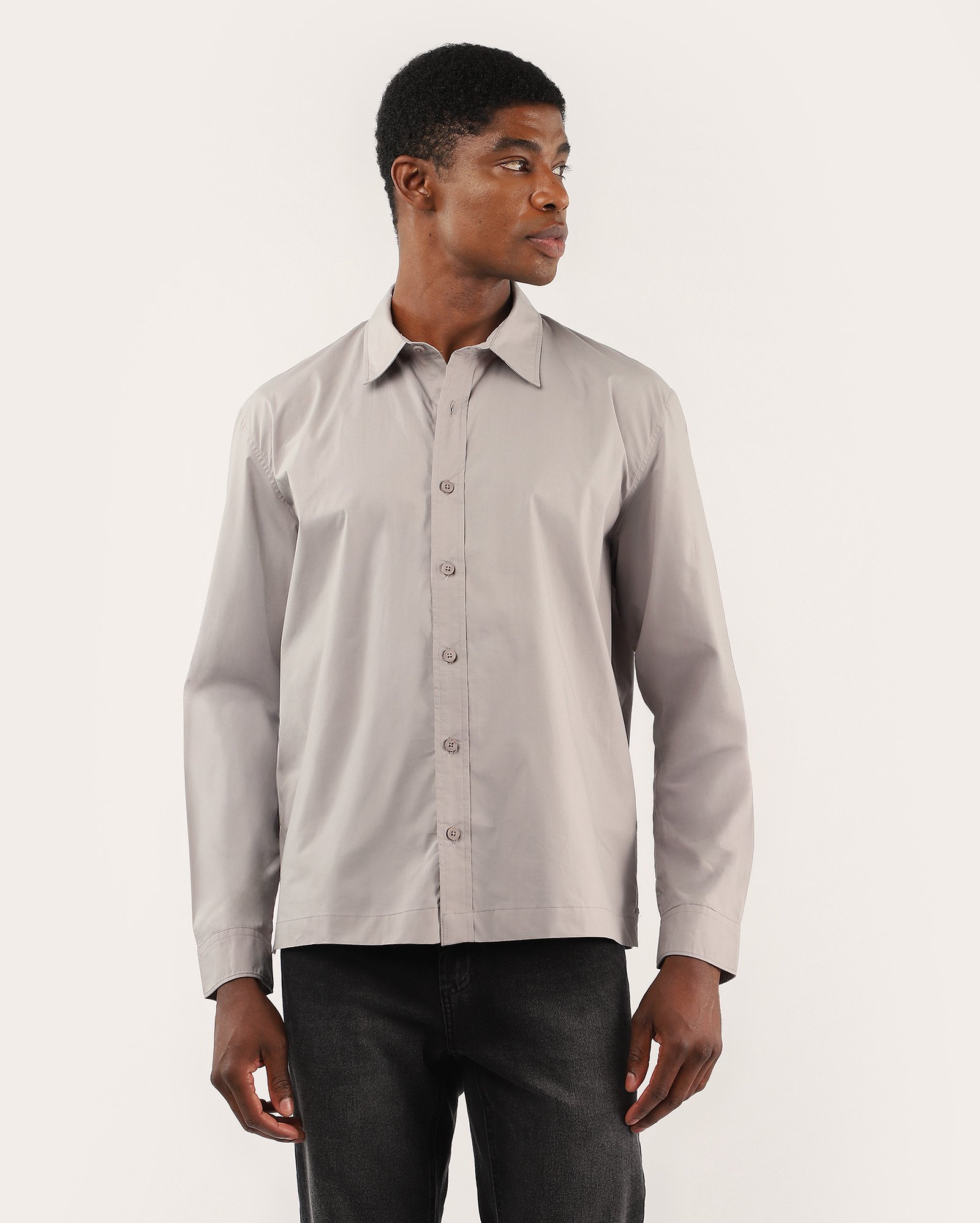Camisa casual masculina regular paper touch - Cinza Claro