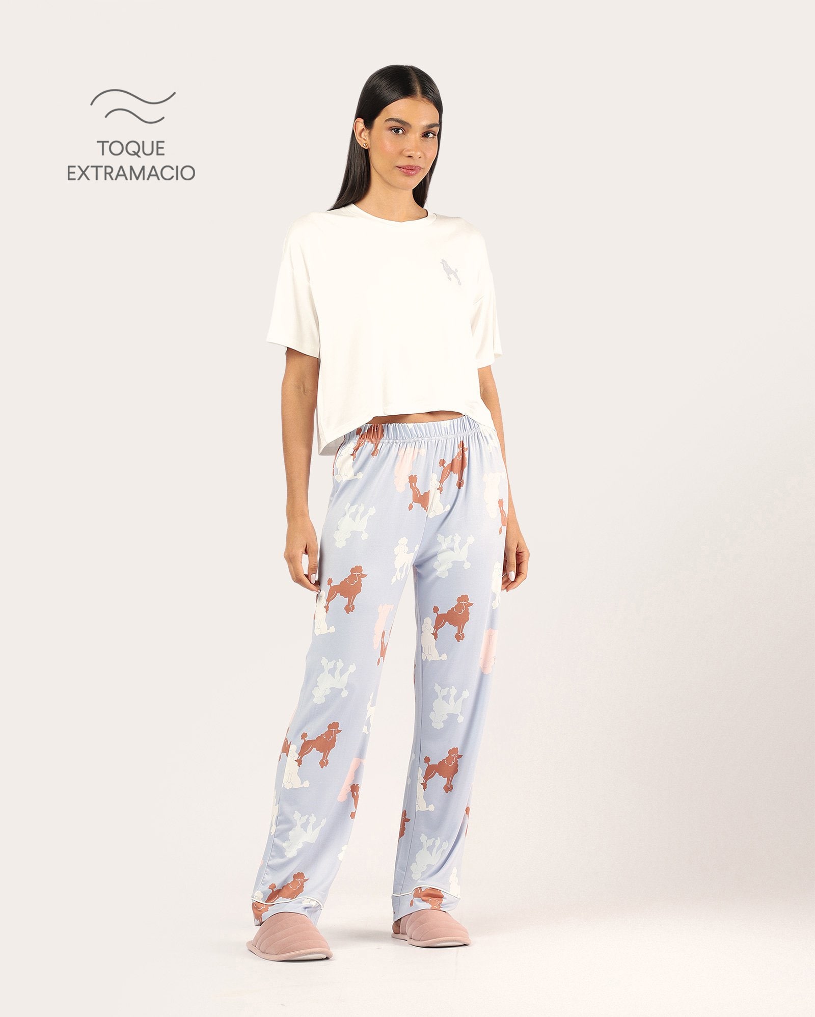 Pijama longo feminino cachorrinhos - multicor