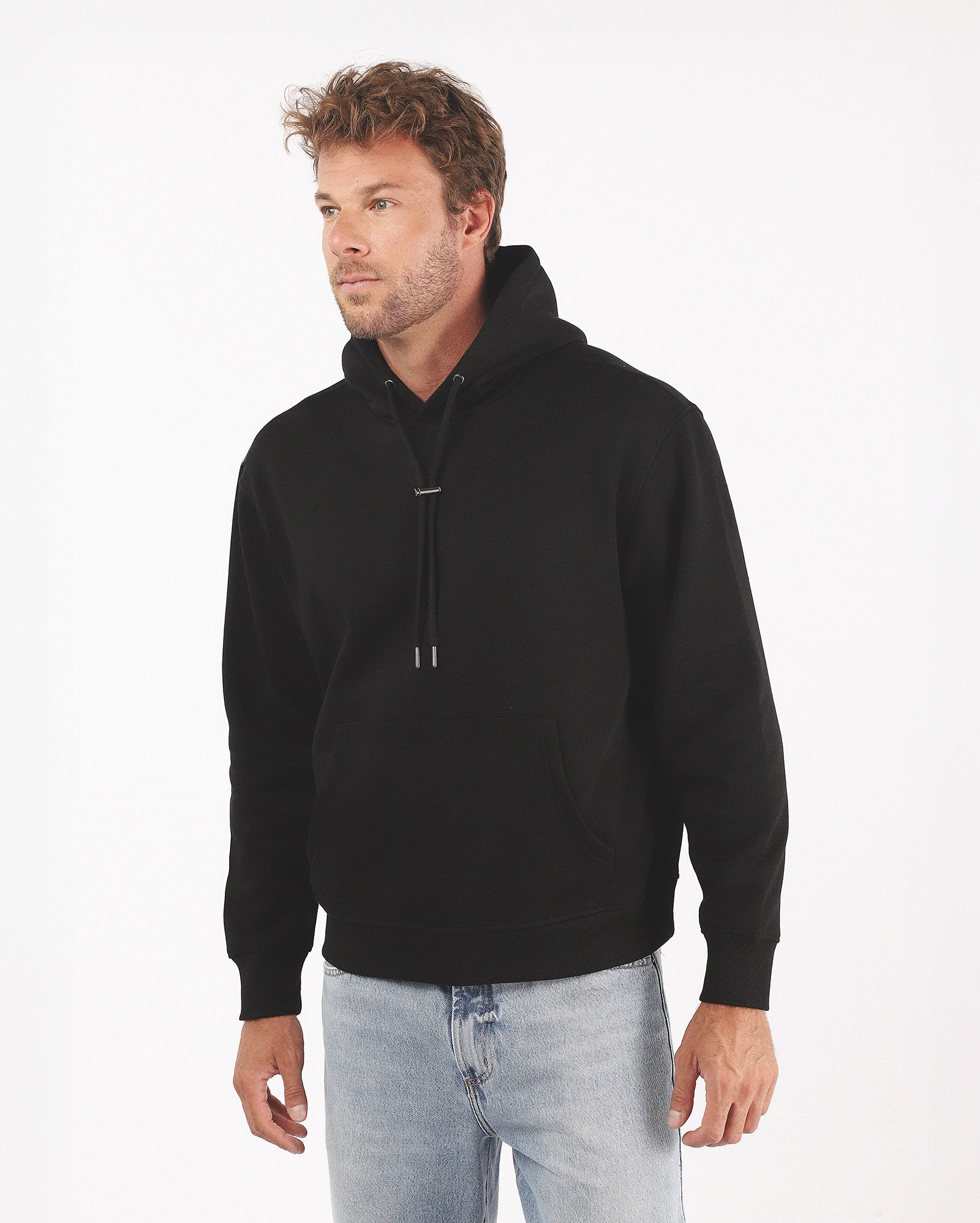 Blusa de moletom masculina com capuz e felpa - Preto