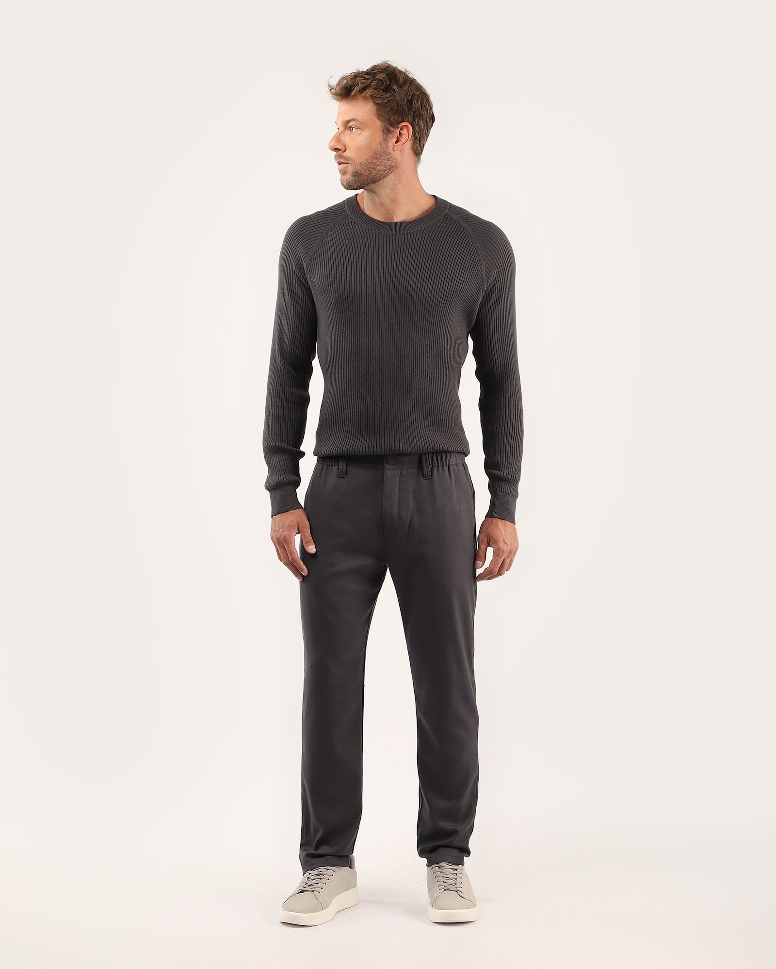 Calça masculina slim casual - cinza