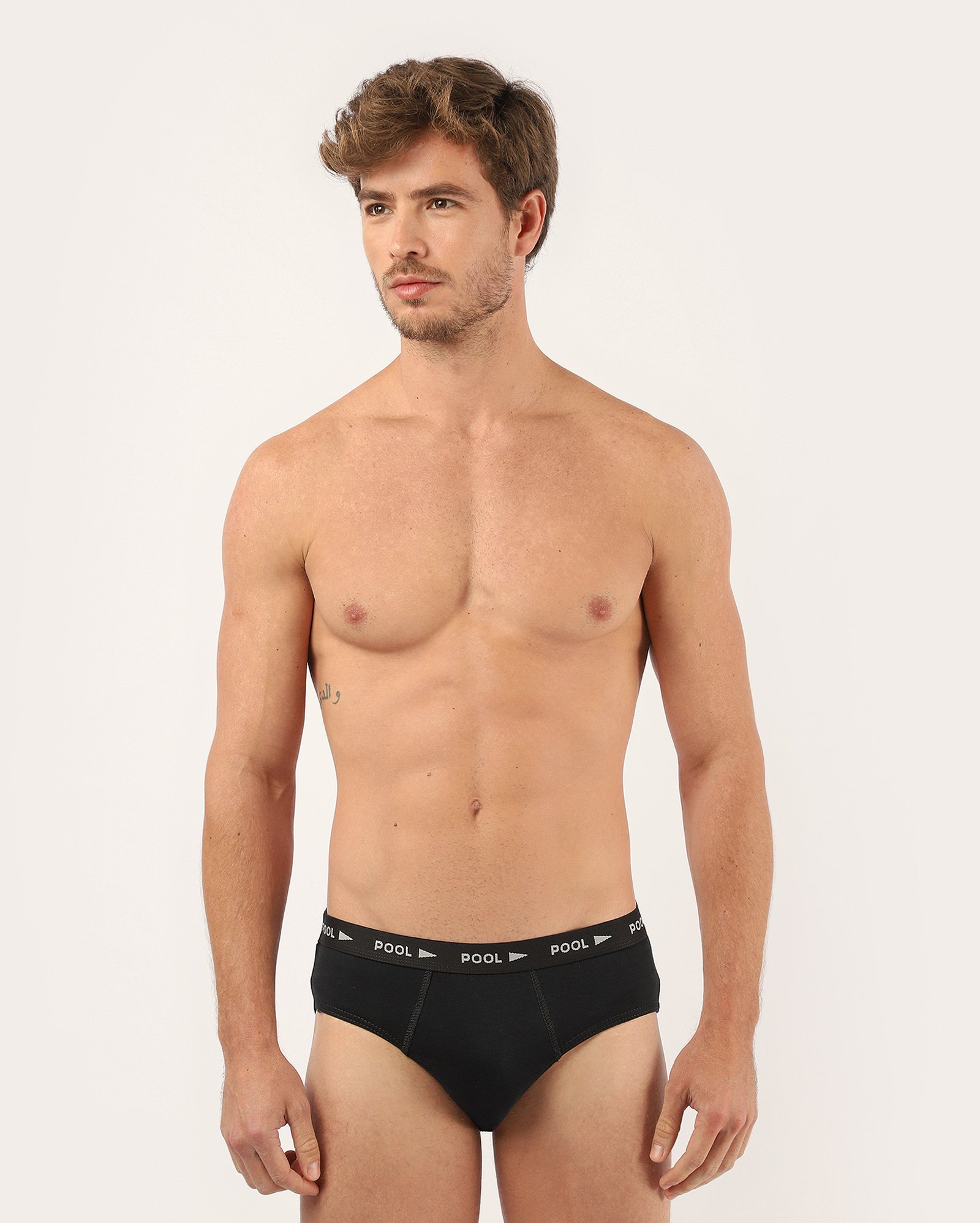 Kit cueca slip 3 peças cós elástico - preta
