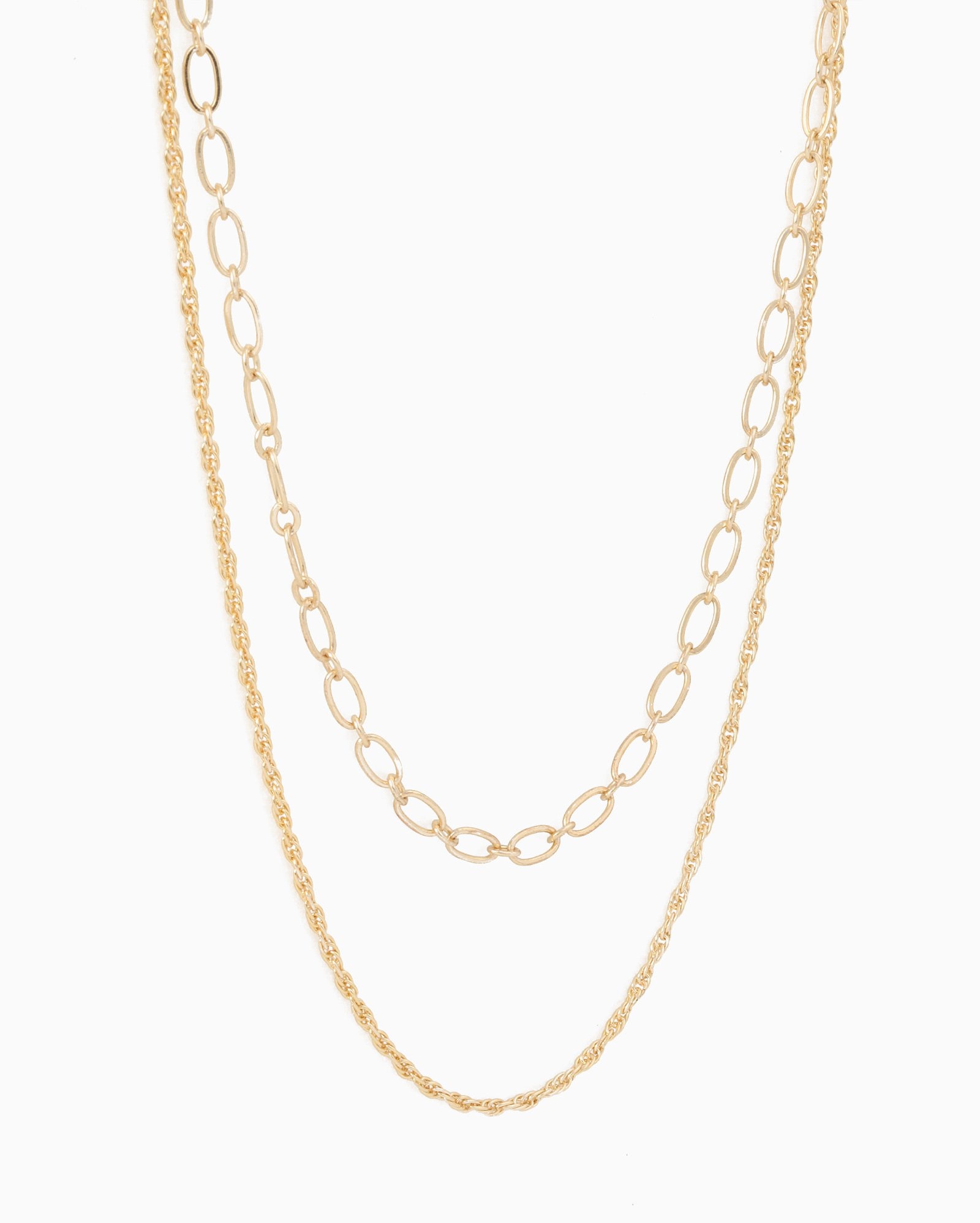 Kit colar feminino 2 peças correntes dourado