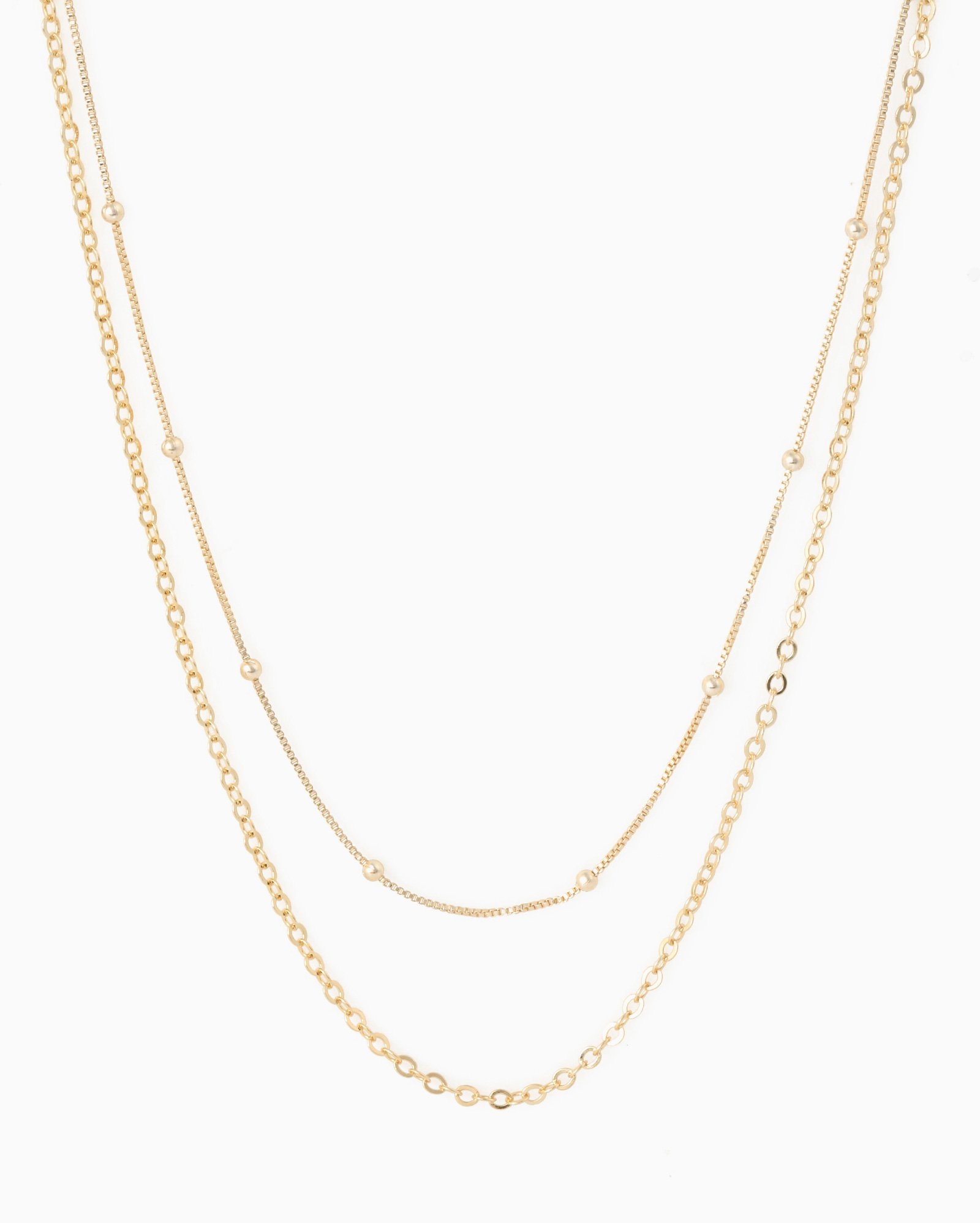 Kit colar feminino 2 peças perolado dourado