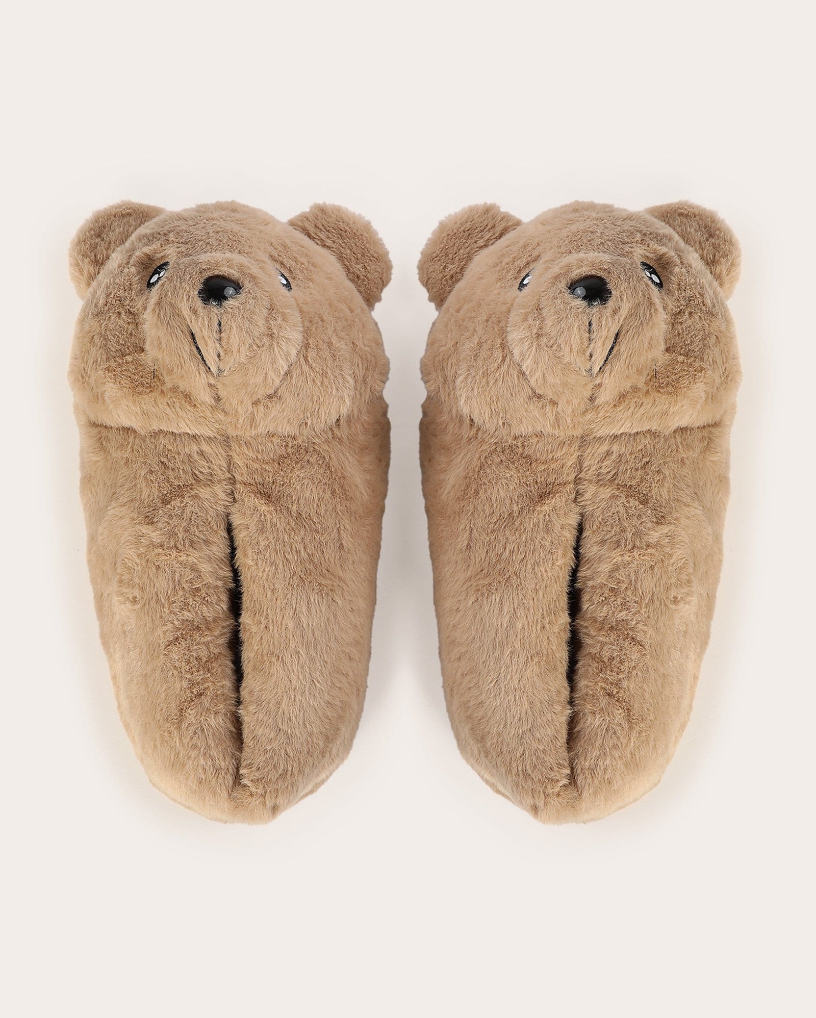 Pantufa feminina peluciada ursinho - bege