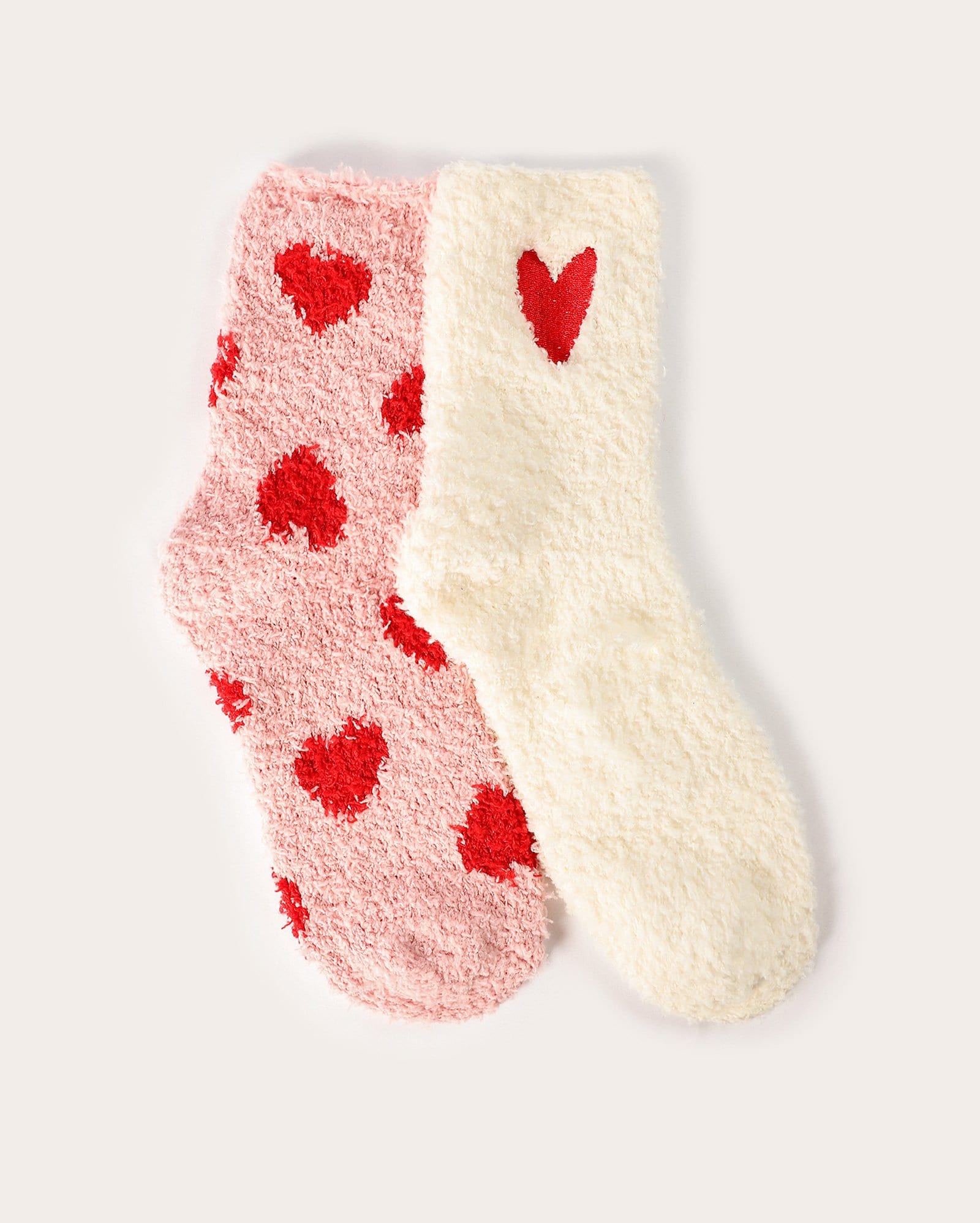 Kit meia feminina 2 pares cano longo com corações - multicor