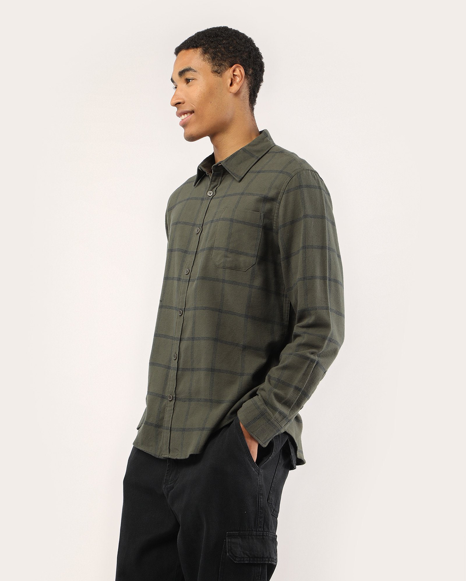 Camisa masculina flanelada regular xadrez - verde