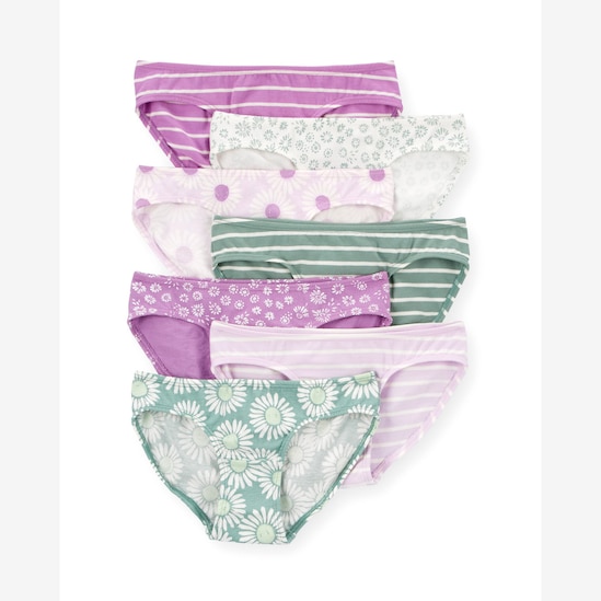Kit calcinha infantil 7 peças listras e floral multicor | Carter's