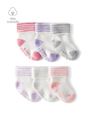 Kit meia bebê 6 pares fleece com listras multicor | Carter's