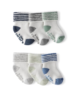 Kit meia bebê 6 pares fleece com listras multicor | Carter's