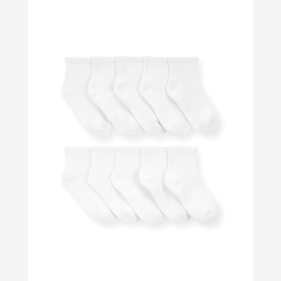 Kit meia bebê 10 pares lisa branca | Carter's