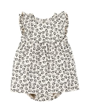 Banho de sol bebê evasê floral com babados off-white | Carter's