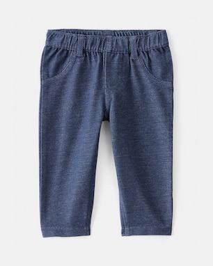 Calça jeans bebê de malha pespontada denim médio | Carter's