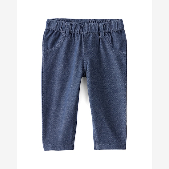 Calça jeans bebê de malha pespontada denim médio | Carter's