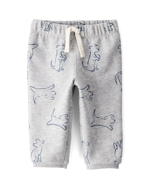 Calça de moletom bebê dogs e cós de elástico cinza | Carter's