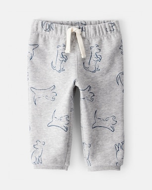 Calça de moletom bebê dogs e cós de elástico cinza | Carter's