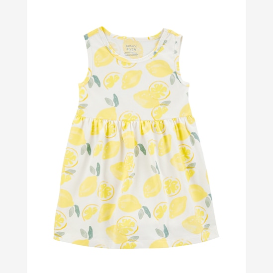 Vestido infantil evasê limão branco | Carter's
