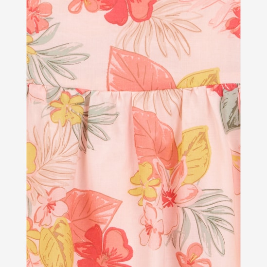 Vestido infantil evasê floral tropical rosa | Carter's