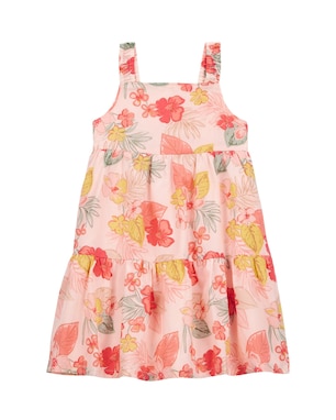 Vestido infantil evasê floral tropical rosa | Carter's
