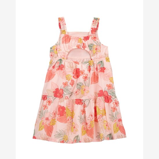 Vestido infantil evasê floral tropical rosa | Carter's