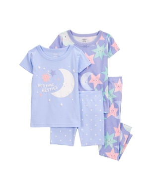 Pijama bebê 4 peças estrelinhas e lua lilás | Carter's