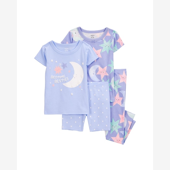 Pijama bebê 4 peças estrelinhas e lua lilás | Carter's