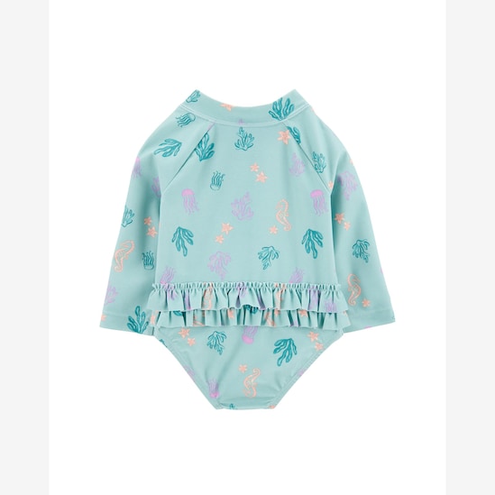 Maiô bebê fundo do mar com babados azul | Carter's