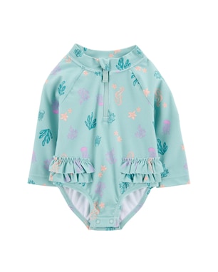 Maiô bebê fundo do mar com babados azul | Carter's
