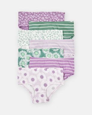 Kit calcinha infantil 7 peças listras e floral multicor | Carter's