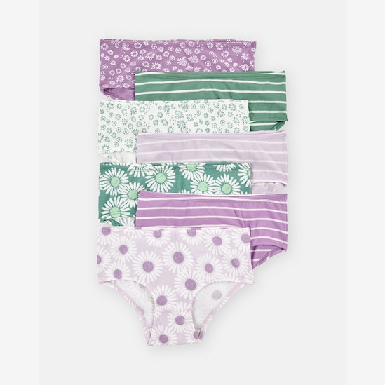 Kit calcinha infantil 7 peças listras e floral multicor | Carter's