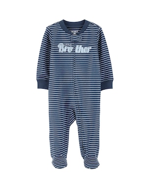 Macacão bebê manga longa com pezinho listrado azul | Carter's