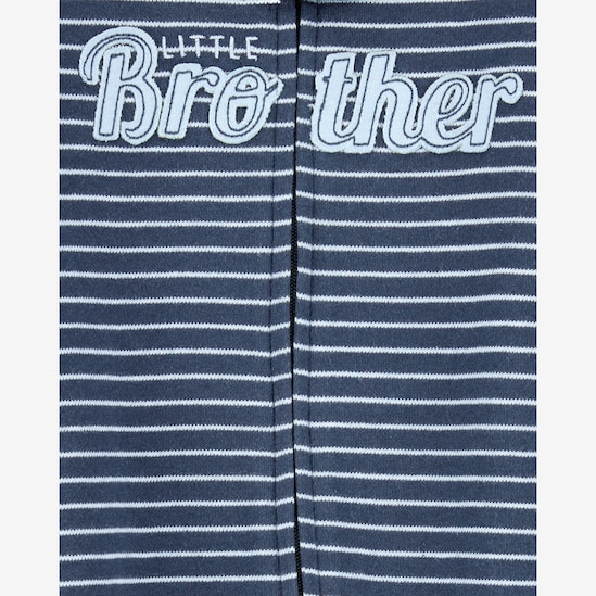 Macacão bebê manga longa com pezinho listrado azul | Carter's