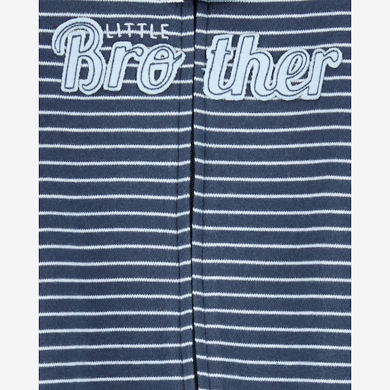 Macacão bebê manga longa com pezinho listrado azul | Carter's