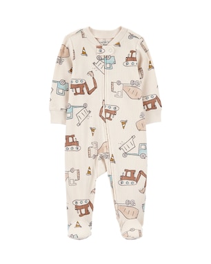 Macacão bebê manga longa com pezinho estampado bege | Carter's