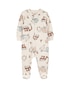Macacão bebê manga longa com pezinho estampado bege | Carter's