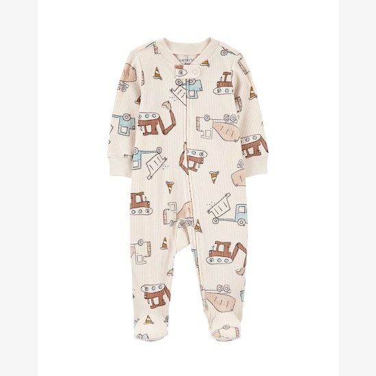Macacão bebê manga longa com pezinho estampado bege | Carter's