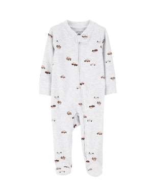 Macacão bebê manga longa com pezinho carros cinza | Carter's