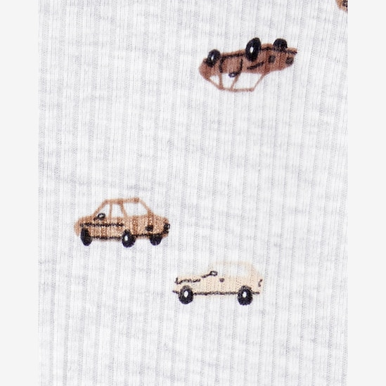 Macacão bebê manga longa com pezinho carros cinza | Carter's