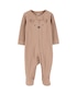 Macacão bebê manga longa com pezinho urso marrom | Carter's