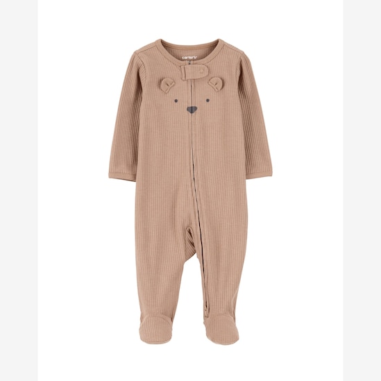 Macacão bebê manga longa com pezinho urso marrom | Carter's