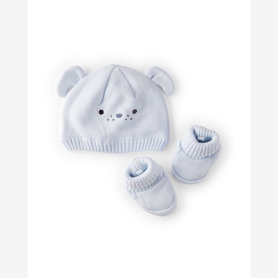 Kit touca bebê com pantufa ursinho - azul | Carter's