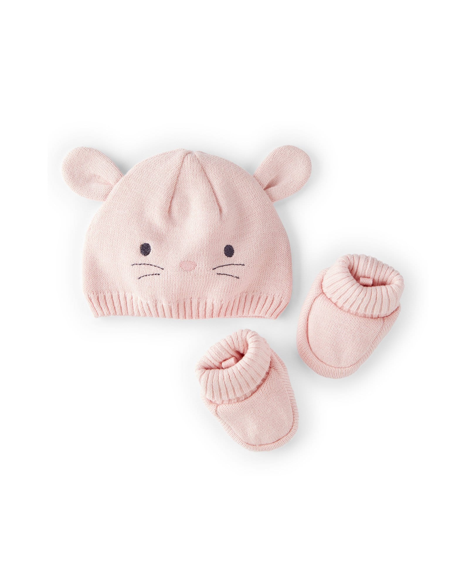 Kit touca bebê com pantufa ratinho - rosa | Carter's