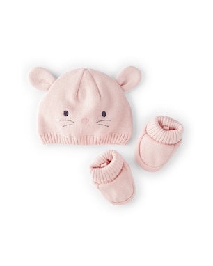 Kit touca bebê com pantufa ratinho rosa | Carter's