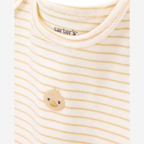 Conjunto longo bebê 3 peças atoalhados patinho off-white | Carter's