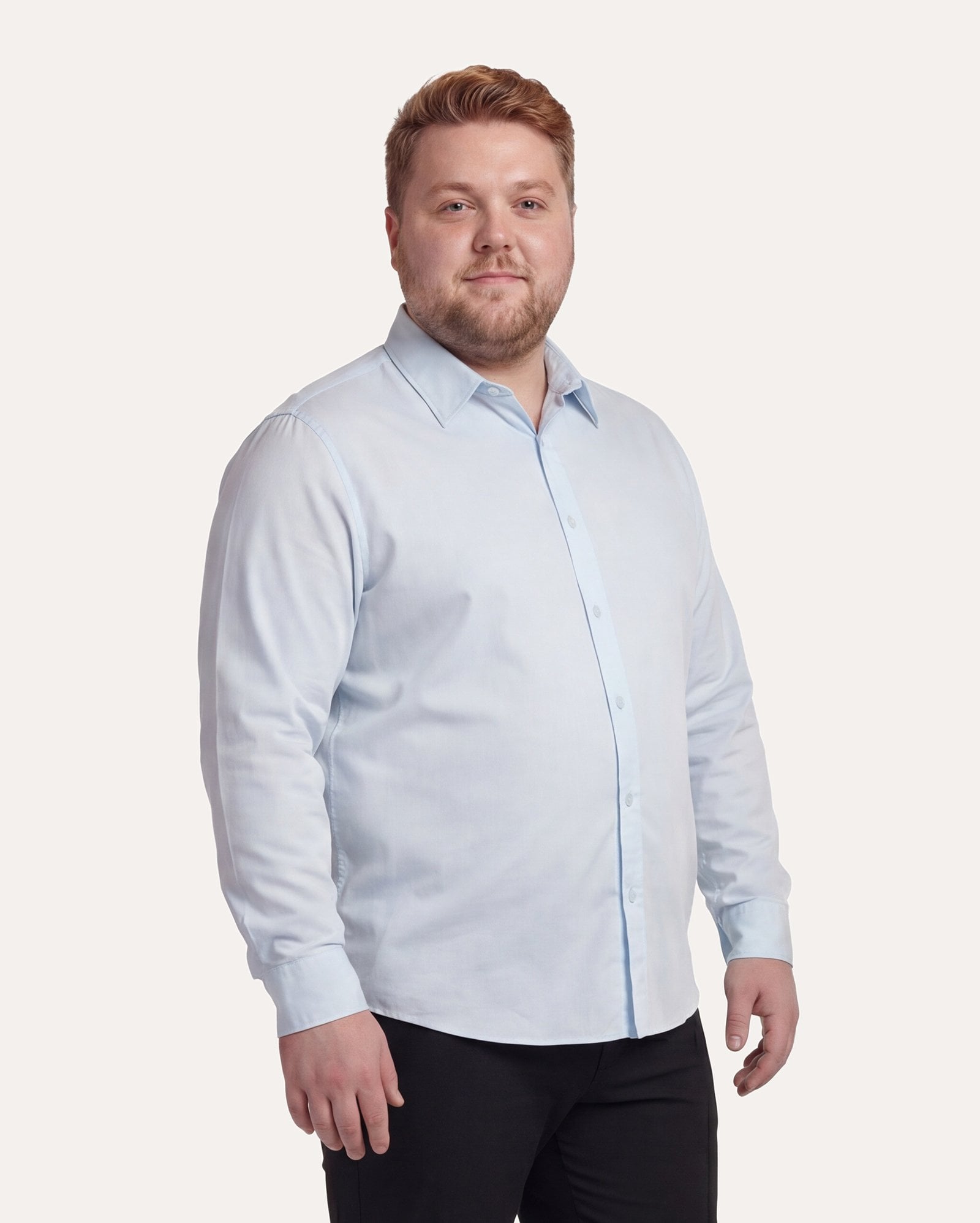 Camisa plus size masculina social lisa - Azul Claro