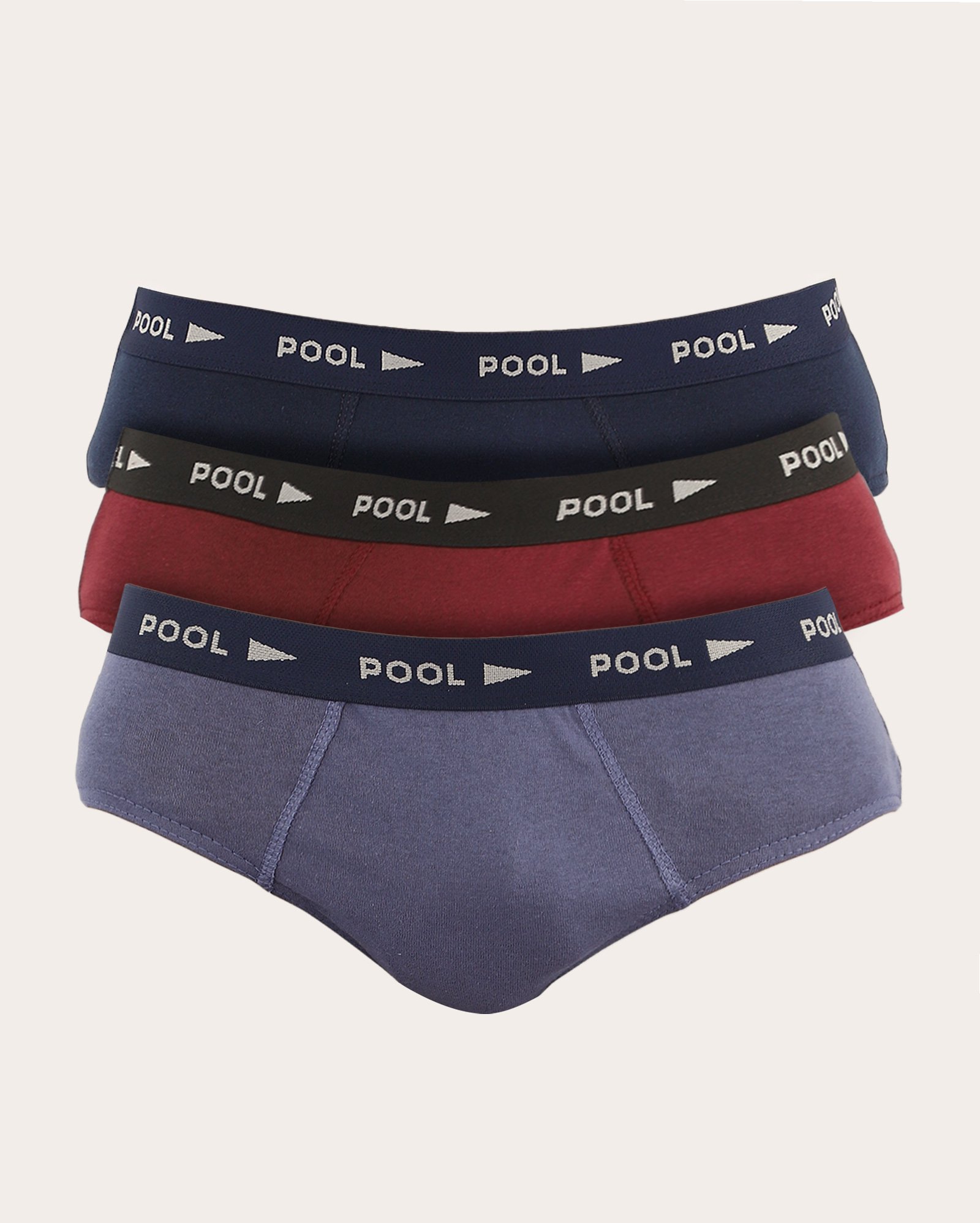 Kit cueca slip 3 peças cós de elástico - multicor