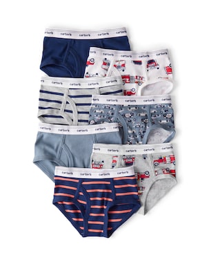 Kit cueca infantil 7 peças slip carros multicor | Carter's