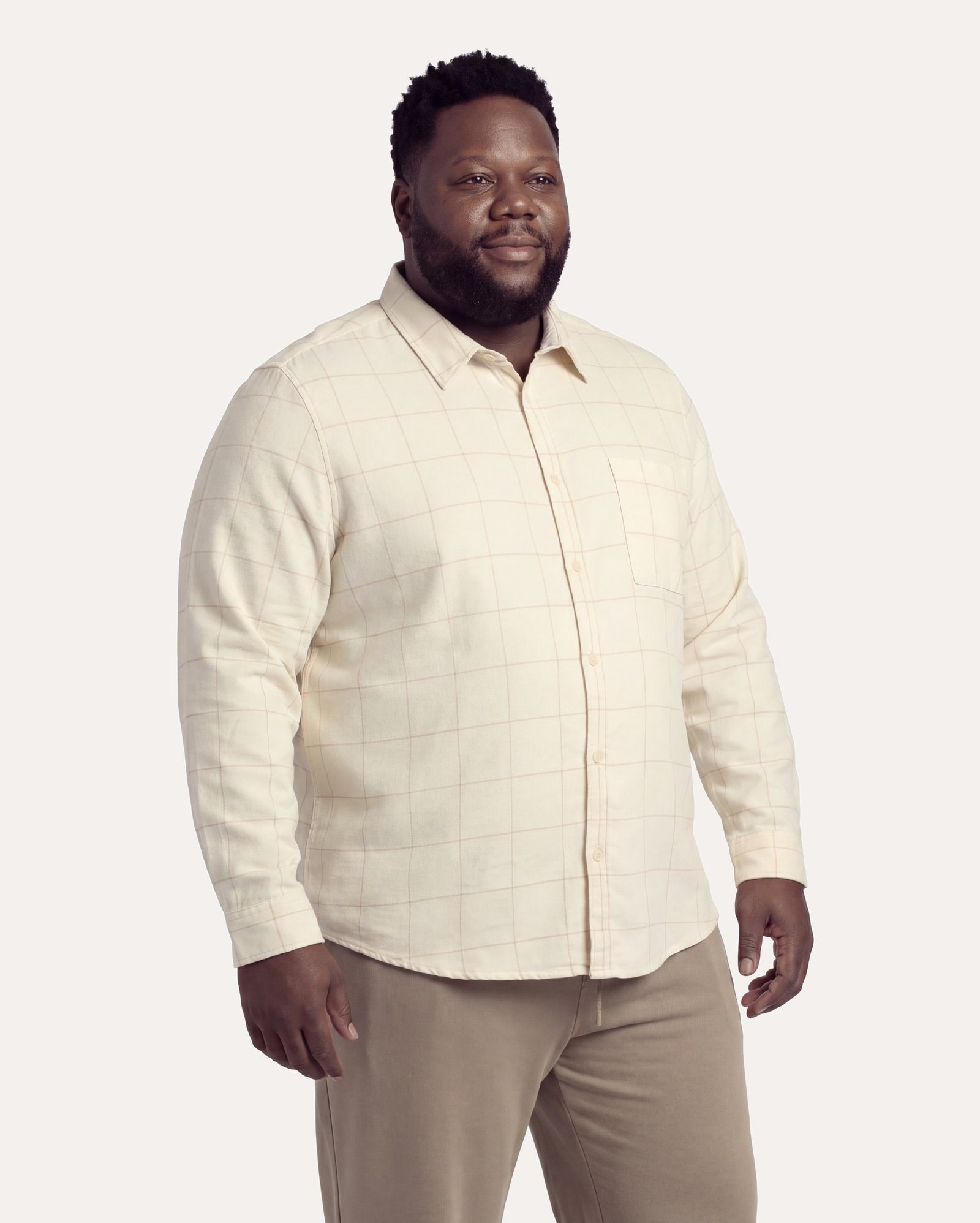 Camisa plus size masculina quadriculada - amarela