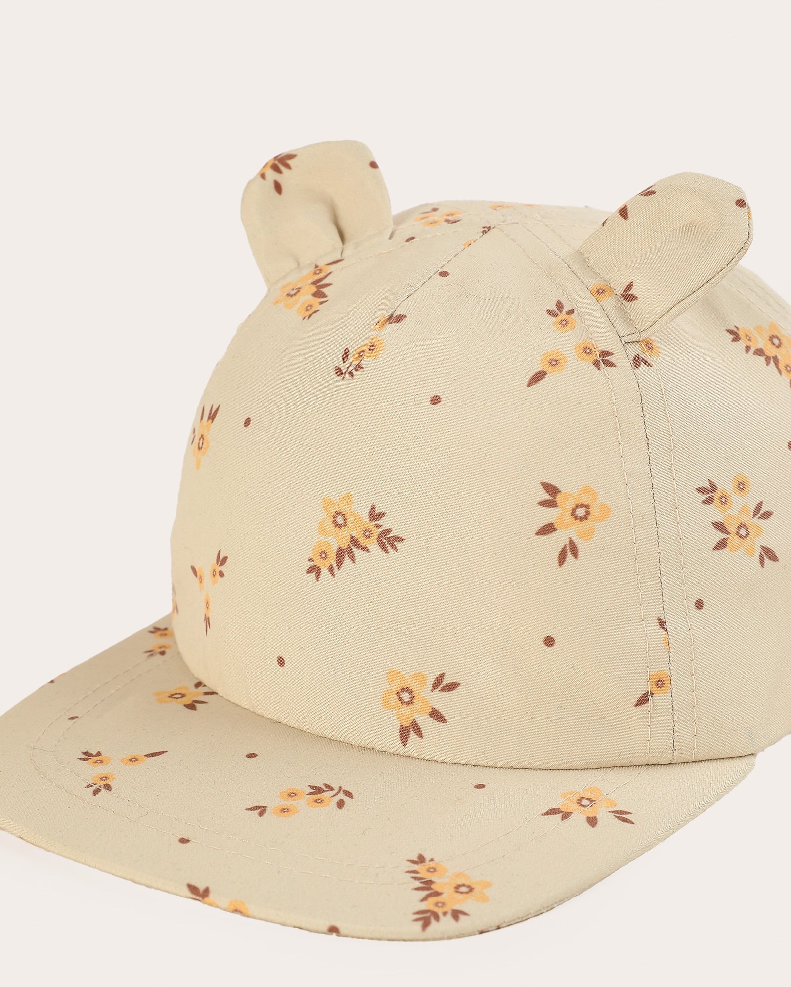 Riachuelo | Boné infantil aba reta floral com orelhinha - bege
