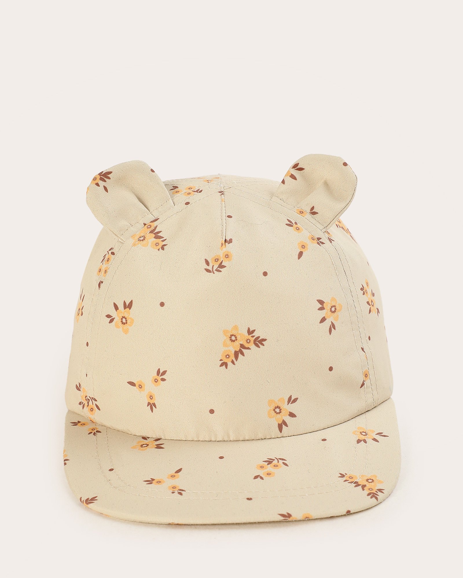 Riachuelo | Boné infantil aba reta floral com orelhinha - bege